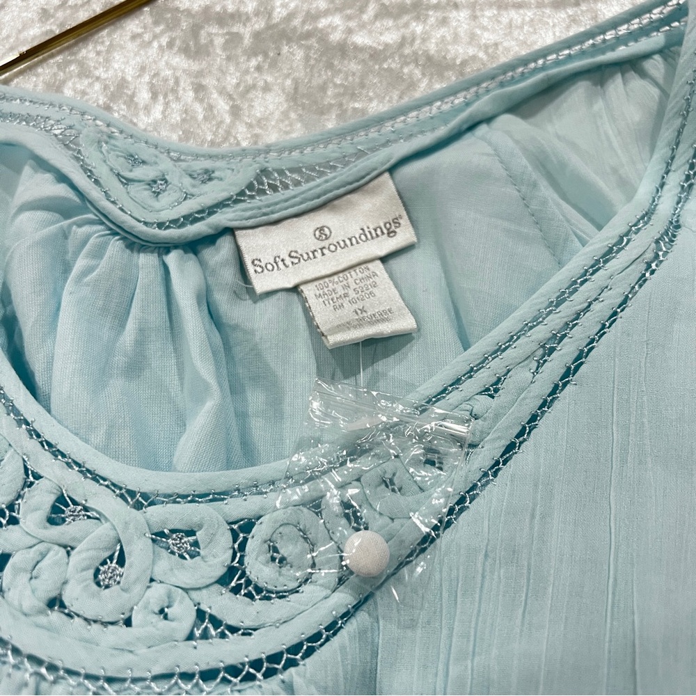 Soft Surroundings Light Blue Embroidered Cotton Tunic - Picture 10 of 10